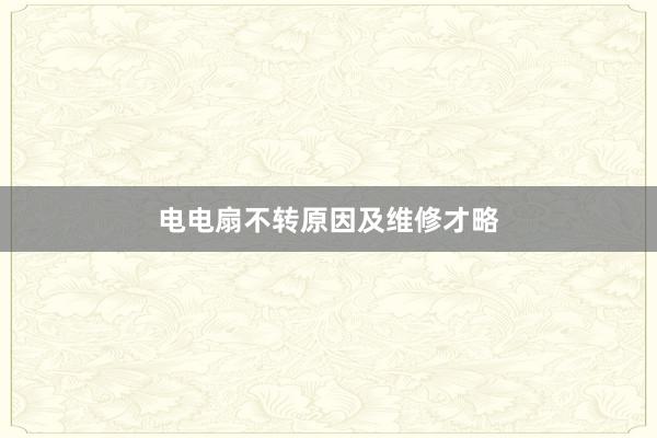 电电扇不转原因及维修才略